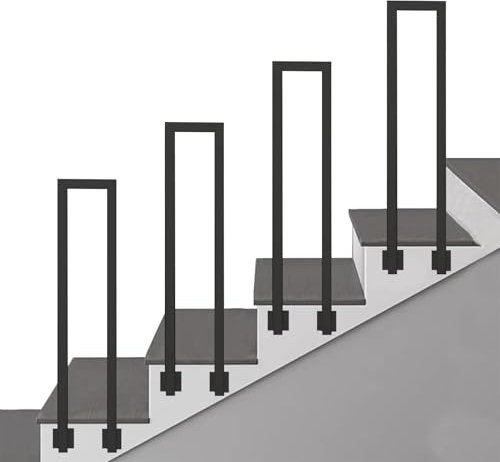 Marchepieds d'extérieur pour 1 marche en forme de U en fer forgé - Garde-corps avant pour porche de jardin - 100 cm