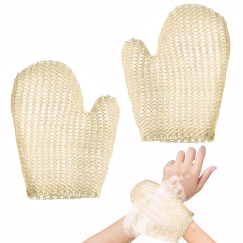 2 Stück Sisal Duschhandschuh, Peelinghandschuh Körper, Exfoliating Gloves, Massagehandschuhe, Badehandschuhe Für Den Körper Spa-Handtücher Peeling-Handschuhe Für Den Körper Peeling Massagehandschuhe