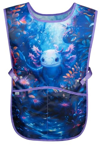 Baagl Kinderschürze Mädchen Jungen Kochschürze Kinder, Schürze Malschürze Bastelschürze für Kinder (Axolotl)