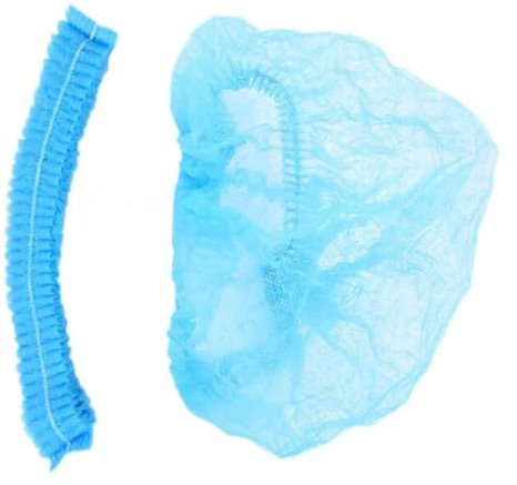 CIYODO 10 Stück Einweg Haarnetze Aus Vlies Atmungsaktive Bouffant Kappen Blau Staubdicht Für Lebensmittel Labor Make up Einfach Faltbar