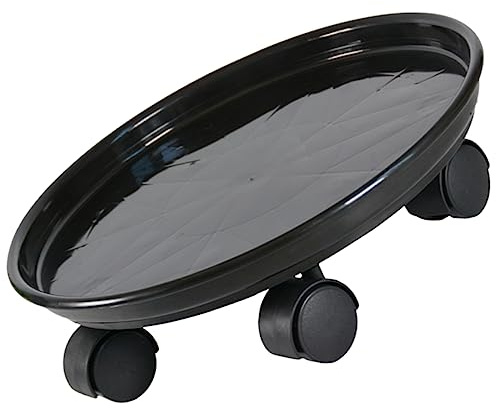 GALPADA Base de Jardinière Roulante en Plastique Noir avec roulettes, Protège Le Sol et Maintient Propre, pour Pots de Fleurs Lourds en Intérieur et Extérieur