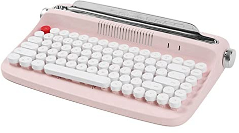 Giuneuow Tastiera Wireless Bluetooth Macchina da Scrivere per Ufficio Tavoletta Meccanica Tavoletta Tastiera Universale per Notebook con Rotondi retrò,A