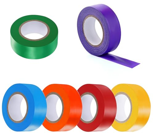 QoTang Ruban de Marquage Non-adhésif,6 Roulers Rubans de Signalisation de Couleurs Assorties Ruban de Marquage Néon pour la Maison et Le Lieu de Travail,1,9 cm x 25 m