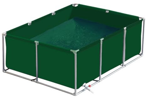 uofgcru Gartenteich Becken für Die Wasserspeicherung,Oberirdische Fischteiche,Aquarium-PVC-Leinwand-Fischteich mit Rahmen, ideal für Fische und Wassertiere,Garnelenzucht,Green 1×1×0.5m(3.3×3.3×1.6ft)