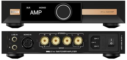 SMSL VMV A1PRO GaN Power Amplifier – 400W Mono/160Wx2 Stereo AMP, Infineon GaN FET, PGA2311 Class D AMP XLR/RCA Inputs Hi-Res Audio Amp for Home & Studio