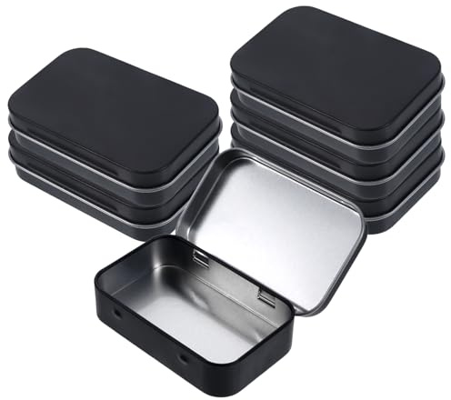 ROOMHUAWAY 6 Stück Schwarz Metalldosen mit Deckel, Blechdose mit Deckel, Spielkarten Box, 9.5 X 6 X 2cm Kleine Dosen, Metallbox für Kleine Haushaltsgegenstände Wie SüßIgkeiten und Ohrringe