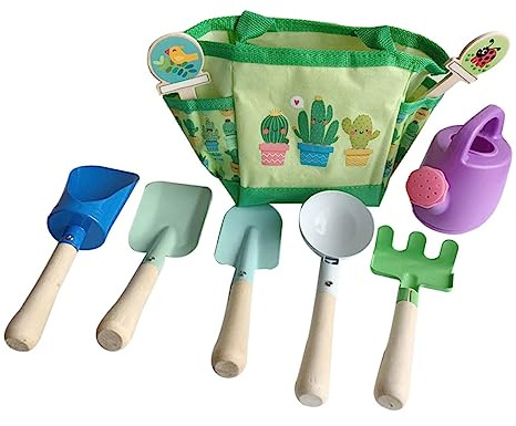 FRCOLOR Gartenspielzeug Set für Teiliges Gartenwerkzeug mit Gießkanne Outdoor für Kleine Mädchen Fördert Praktische Fähigkeiten Beim Pflanzen und Gärtnern