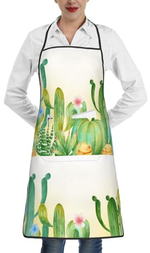 BYwenhopnbs Tabliers de cuisine à motif de cactus figuier de Barbarie, avec 1 280 poches, pour hommes et femmes