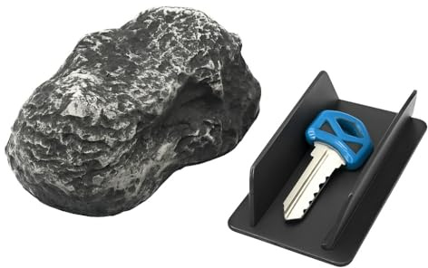 Hide-a-Key Realistic Rock, Outdoor Spare Key Holder with Secret Compartment, Gray Stone Design, Weatherproof Security Box