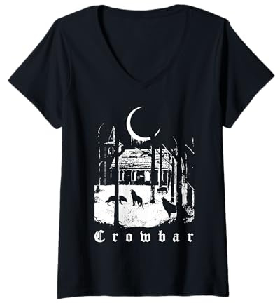 Womens Vintage Forest Funny Retro Crowbar Meme Animal Basic V-Neck T-Shirt
