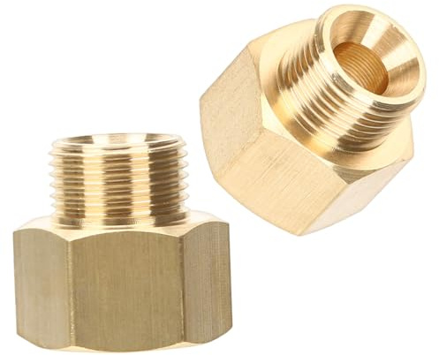 SUPVOX Adaptador de Propano de Latón Macizo 2 Piezas 3/8 Interno a 9/16 Externo para Conexión de Manguera en Vehículos Recreativos y Tanques Secundarios