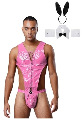 Sywiyi Herr Sissy Bunny Cosplay outfit body stringbody med tillbehör Ouvert underkläder nattkläder underkläder Hot Pink XL