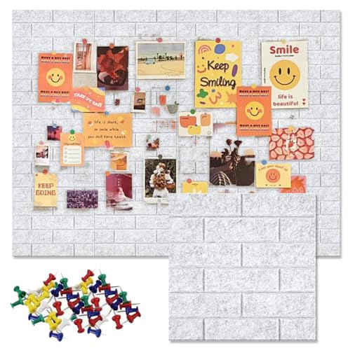 Tablón de corcho grande para pared de 120 x 90 cm, 12 azulejos de fieltro con 35 pines, autoadhesivo, tablón de anuncios, tablero de notas, decoración de pared para fotos, notas, oficina, casa
