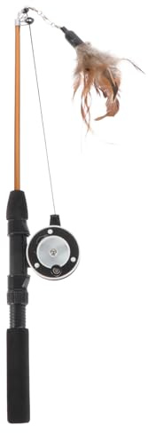 Homoyoyo Interaktiver Katzenspielzeug Angel mit Feder Teleskopischer Teaser Stick für Katzen Fördert Bewegung und Geistige Stimulation Langlebiges Haustierzubehör für Aktives Spiel