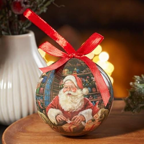 Marco Paul 14pc Traditional Santa Claus Christmas Tree Decoration Set Vintage Red Hanging Bauble Ornaments Classic Festive Xmas Décor for Home Display