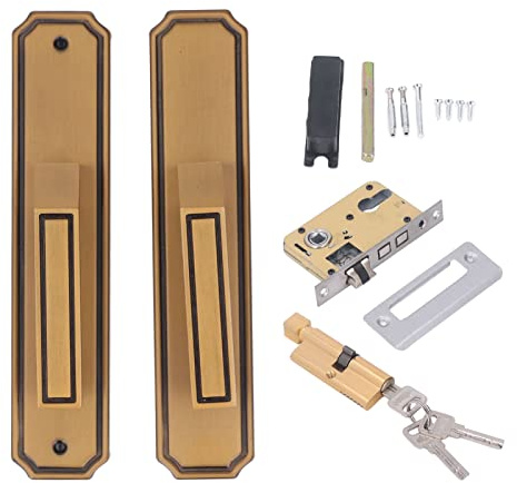 Hapivida Juego de Manilla y Cerradura para Puerta, con Llave Silenciosa de Aleación de Aluminio, 6,3 x 12,6 cm, Resistente, Ideal para Dormitorio Hotel Balcón