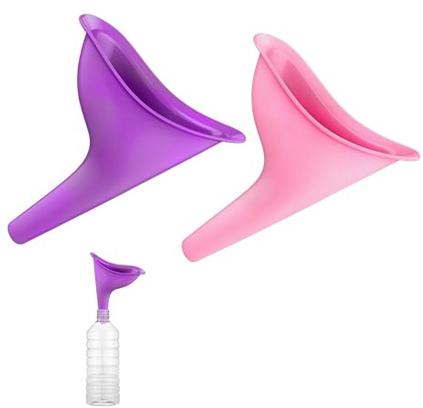 QTORCHE im Stehen für Damen, 2 Stück, Urinal für Damen, Trichter, wiederverwendbar, tragbar und faltbar, leicht zu transportieren, für Festival, Camping, Toilette, Camping, Wandern, Urlaub