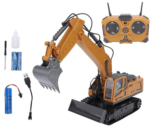 Naroote Pelles Mécaniques Télécommandées, Jouets Véhicules de Chantier Télécommandés avec Grande Carrosserie en Alliage et Modes de Jeu Polyvalents, pour Enfants de 6 Ans et Plus