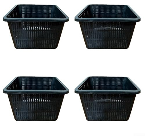 Hydrokultur-Pflanzkörbe, 22,8 x 22,8 x 13,2 cm, schwarzer Kunststoff-Netzkorb für Wasserpflanzen, 2 Stück (4 Stück)