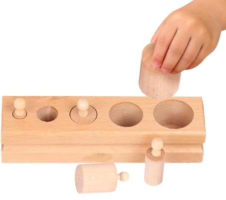 Juego de formas apilables y de encastre | Juego sensorial de clasificación de madera Tronco | Cilindros de construcción con clavijas de madera, para niños desarrollo sensorial, aprendizaje preescolar