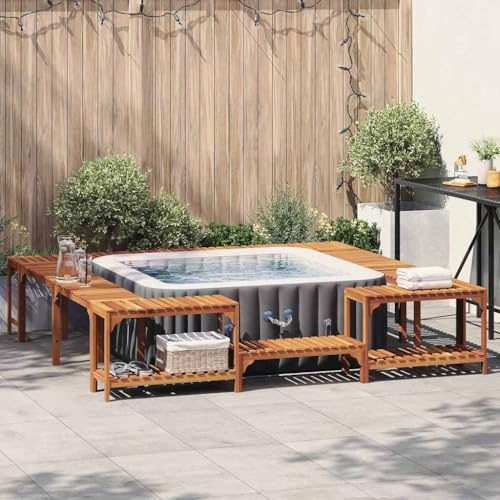 ChicAbode Whirlpool-Umrandung Braun 250 x 250 cm Massivholz Akazie