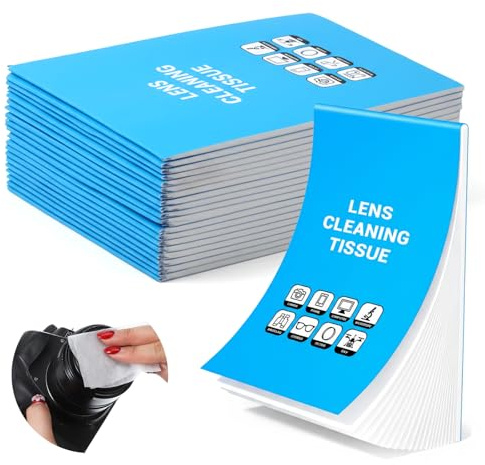 1000 hojas de papel de limpieza para lentes, sin pelusas, paños desechables para limpieza de lentes, paños sin pelusa para objetivos, microscopios, pantallas de ordenador, lupas y gafas, 20 libros