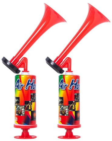 2 Stück Loud Handheld Tröte Air Horn,Air Horn Druckluft Hupe, Druckluftfanfare Extrem Laut, Signalhorn, Lufthorn für Stadionhorn Boot Party World CupTröte Zum Anfeuern Hupe (Rot)