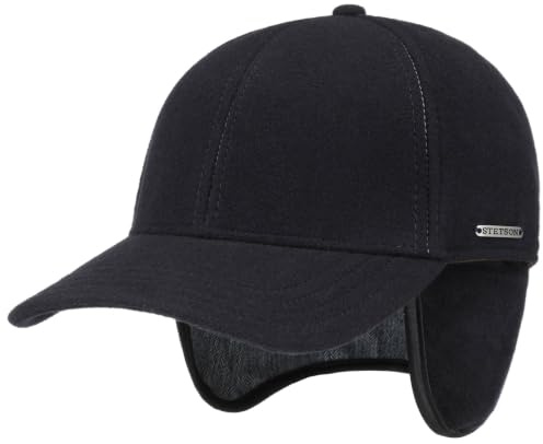 Stetson Vaby Earflap Fullcap con Cachemire Uomo - Berretto con Visiera e coprinuca - Berretto da Baseball con paraorecchie - Cappellino in Lana Autunno/Inverno Blu Scuro XL (60-61 cm)