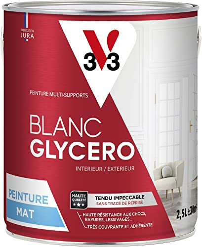 V33 Peinture glycéro blanche multi-supports mat, BLANC GLYCERO 2,5L