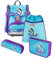 Step by Step Schulranzen-Set Touch 2 „Happy Dolphins“ 4-teilig, lila-blau, Traktoren-Design, ergonomischer Tornister mit Reflektoren, höhenverstellbar für Mädchen 1. Klasse, 21L