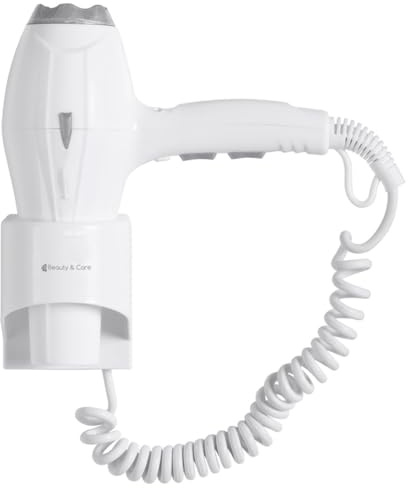 Suinga Seche Cheveux Professionnel 1800-2000W avec Support Mural | Sèche-Cheveux Mural | Seche-Cheveux d’Hôtel Compact | Mini Sèche-Cheveux Puissant avec Bouton de Sécurité | Sèche-Cheveux Blanc