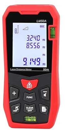 Jadeshay Metro Laser,Distanziometro Laser 50 Metri Campo Misura con Sensore di Inclinazione Display Digitale LCD Telemetro Laser con Funzione di Memorizzazione