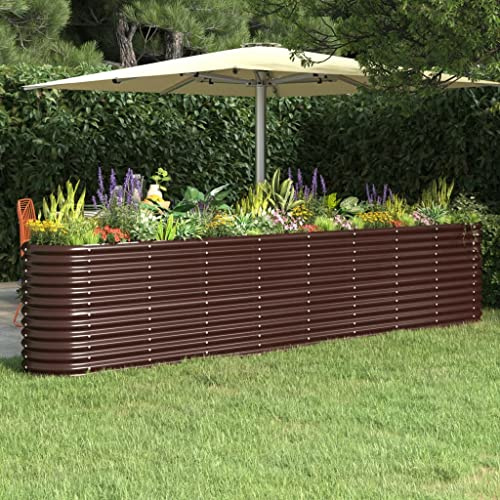 WIFESE Jardinière De Jardin Acier Enduit De Poudre 332x40x68 Cm Marron - Grande Taille, Balcon, Sur Pieds, Carré Potager, Bacs à Fleurs Extérieur