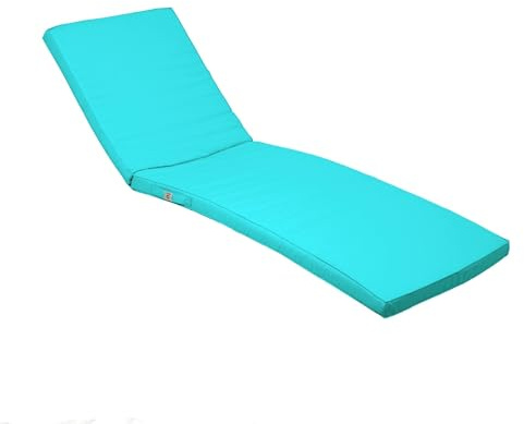 Déco Arts Coussin Bain de Soleil - Coussins Rectangulaires pour Chaise Longue - Coussin Déhoussable avec Traitement imperméable et Poignées de Transport - Certifié Oeko-TEX - 185x60x5 cm, Bleu