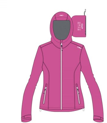CMP - Giacca da pioggia antistrappo da bambini con cappuccio fisso, Fuxia, 104