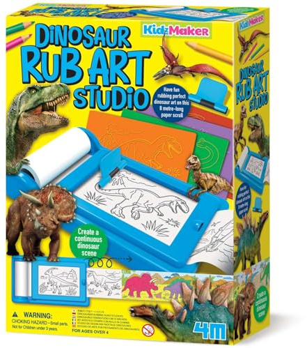 HCM Kinzel 4M - Studio d'art dinosaure | KidzMaker | Impressions d'œuvres d'art de dinosaures sur rouleau de papier continu de 8 m | Plaisir d'apprentissage créatif | 68744