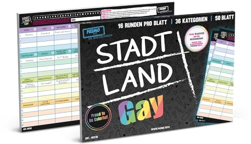 CRAZE Magic Slime Pasmo - Stadt Land Gay A4 Gesellschaftsspiel Sonderedition Partyspiel mit lustigen Kategorien, Partyspaß für Erwachsene