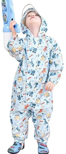 LAEMILIA Combinaison Pluie Enfant Imperméables à Capuche Filles Garçons Vetement de Pluie Imprimé Mignon Respirant Léger avec Sac Portable pour Enfants Unisexe 1-11 Ans