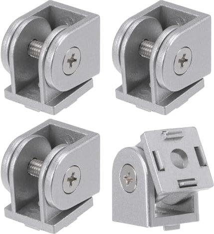 sourcing map 4Pcs Die-Cast Aluminum Pivot Joint 180°Adjustable Flexible Pivot Joint Connector for 2020 Series Aluminum Extrusion Profile, Aperture 6mm, Silver Tone