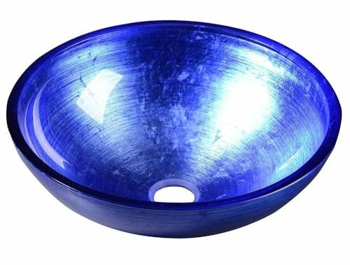 MURANO BLU Glaswaschbecken zum Aufsetzen, Durchmesser 40cm, Blau
