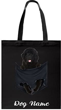 Bolso De Tela Paño De Perro Negro Personalizado Bolsa Tela Reutilizables Bolsas De Grande Durable Tote Bag Para Trabajo Diario, Enfermería, Compras