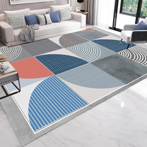Bedroom Rug Leicht zu reinigender schmutzabweisender Teppich Grau Blau Geometrisches Design,deko für küche flurmöbel,120x160cm