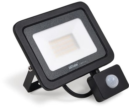 KOLORENO - LED Halogen - LED Halogenstrahler Drago - Langlebig und zuverlässig - Widerstandsfähig mit Bewegungsmelder - 30W - Schwarz - Neutralweiß (4000K) - 160x124x26mm