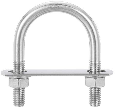 sourcing map Runde U-Bolzen Bolzenanker U-Bügel Verriegelungsbolzen, 8 Sets, 51 mm Innenbreite 85 mm Länge, M10 304 Edelstahl, U-Klemmschraube mit Muttern und Platten, für Bootsanhänger