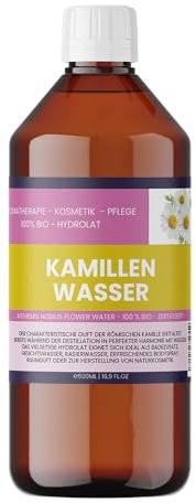 Kamomillvatten BIO – 500 ml – 100 % naturren – Anthemis nobilis Flower Water – ansiktsvatten och kroppsspray – vegan, alkoholfri, utan tillsatser – Nakobe