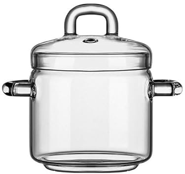 Olla de vidrio con tapa, olla transparente resistente al calor, utensilios de cocina de vidrio con asas anti-quemaduras de doble oreja, olla for sopa calentada for sopas, salsas y cocción a fuego lent