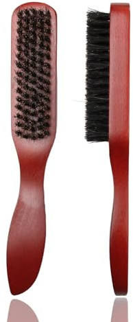 Slick Back Hair Brush, Boar Bristle Hair Brush with Wood Handle, for Men, Detangling Brush for Smoothing, Reducing Frizz, Adding Shine, Scalp Massage, Beard Grooming and Daily Hair Care