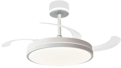 NARVI - Ventilador de Techo EDIMBURGO 1854 WH | Control Remoto | 3 Palas Transparentes | Cabezal Regulable 45w+10W - 3000K-6500K | Función Invierno/Verano | Blanco con