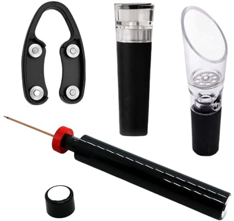 Vinöppnare set – 4-delad verktyg av aluminiumlegering med lufttryck | vinöppnare för användning i köket – för bartender, vuxna, öl, julfest, halloween, kök och hem