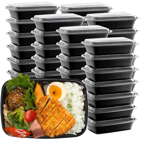 Ribeedas 50 Pack 32 oz Meal Prep Container,Reusable Food Containers with Lids,Kitchen Microwave Ovens, Dishwashers and Refrigerators,To Go Take Out Picnic Dinner Party Can All be Used